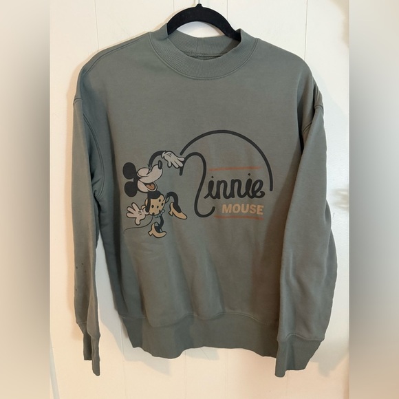 Disney Green Minnie Mouse Crewneck Pullover Sweatshirt Womens L - Picture 1 of 7